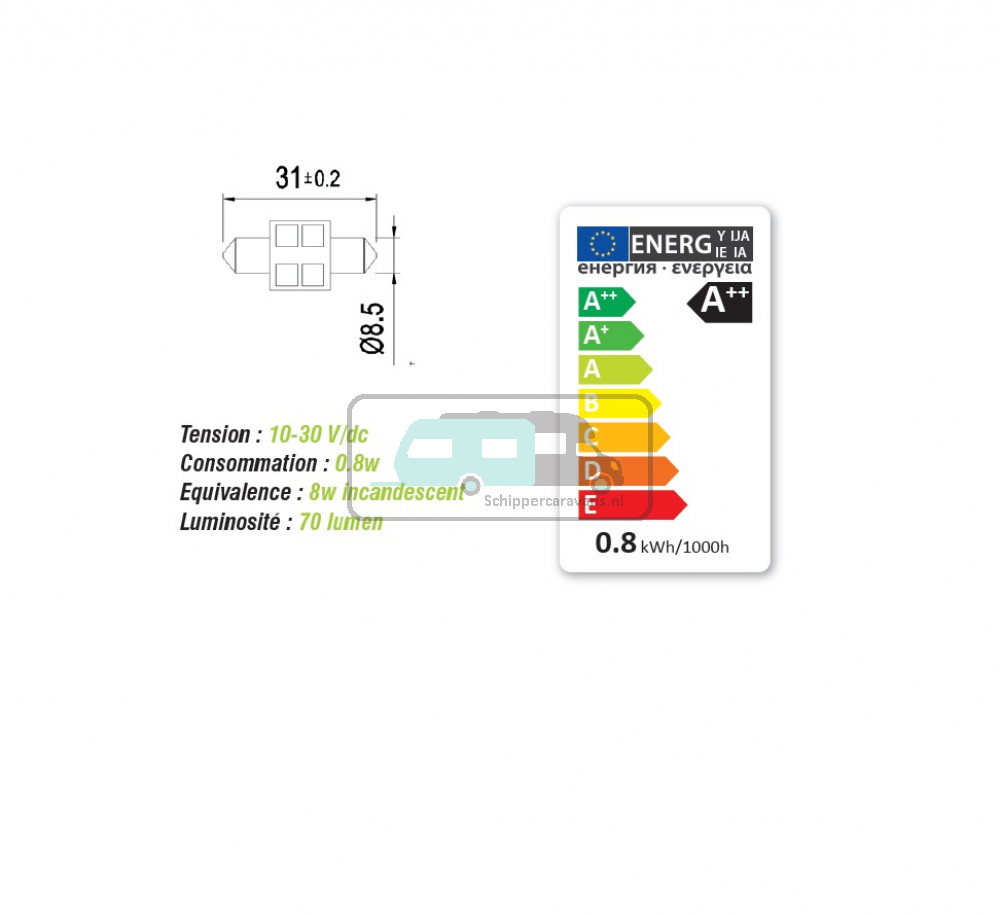 Vechline LED Lamp 0.8W 70 Lumen