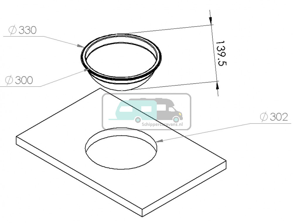 RVS Spoelbak Ø300 – Ø330