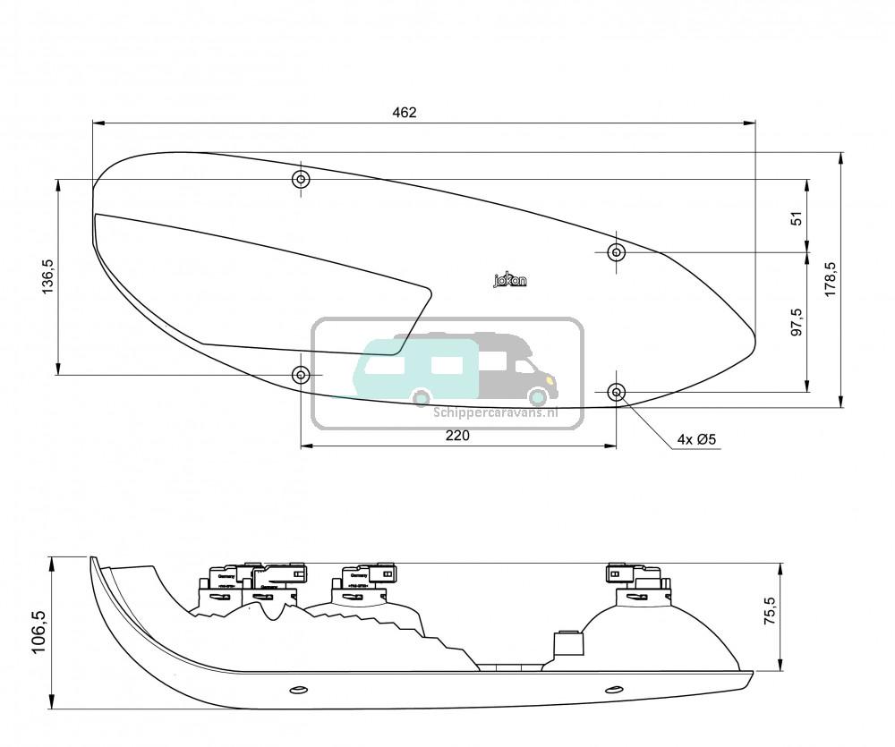 Jokon Achterlicht L3000 Rem/ Knipper/ Mist/ Achteruitrij/ Driehoek Reflector Rechts