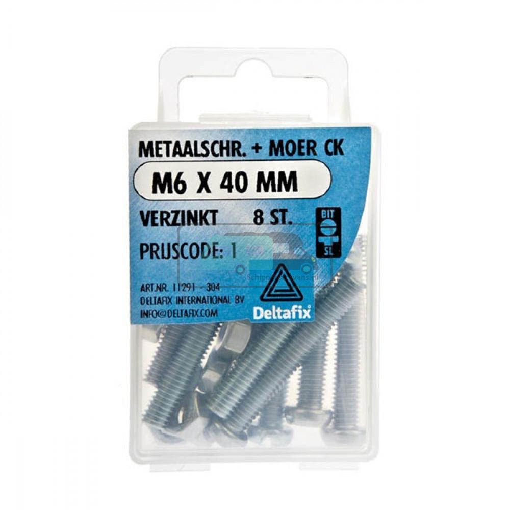 Deltafix Metaalschroef + Moer CK Verzinkt CK M6x40mm 8st