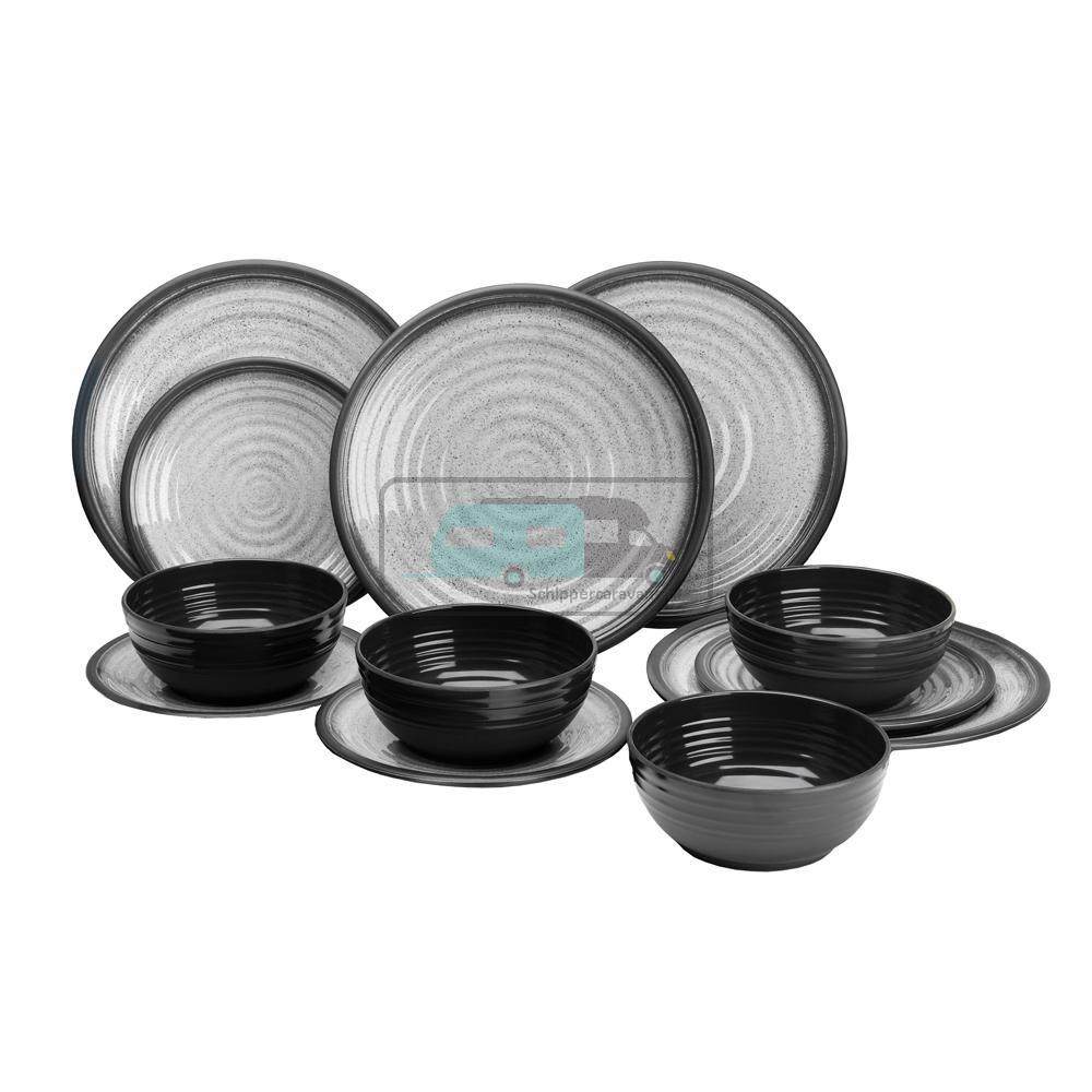 Melamine servies Graniet 12-delig