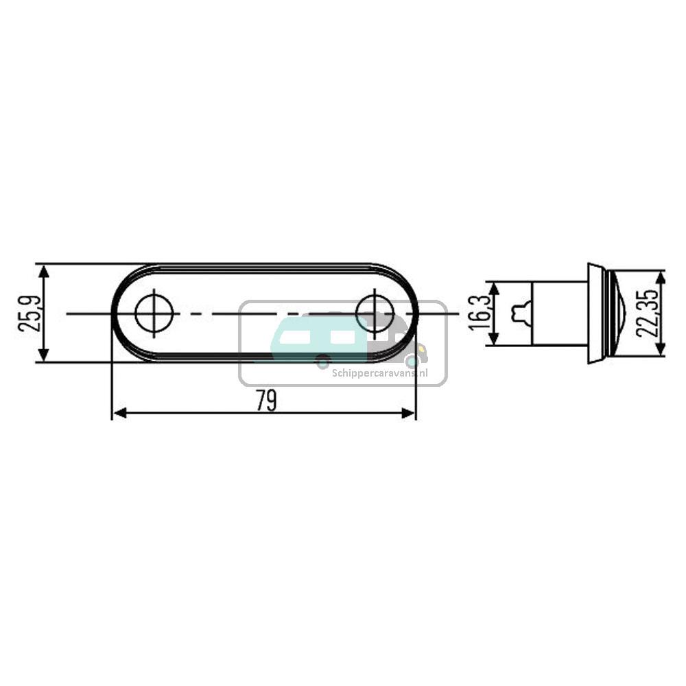 Hella Breedtelicht LED Ovaal Inbouw Wit 12/24V