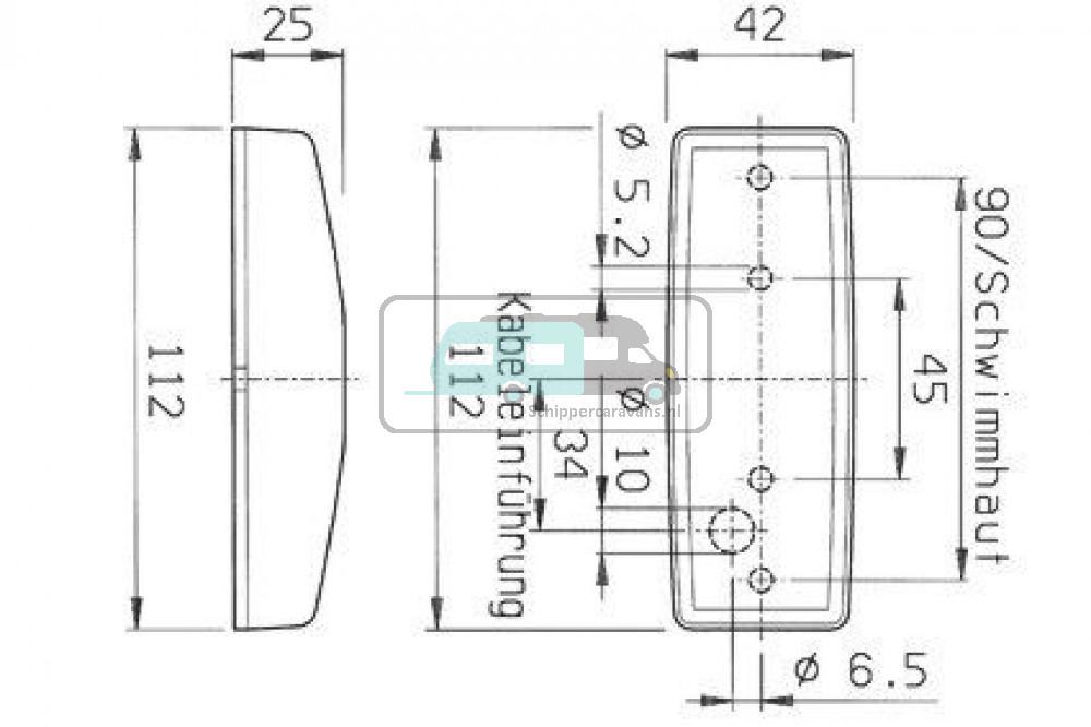 Jokon Breedtelicht PLR1007 met Reflector Rechthoekig Opbouw Wit