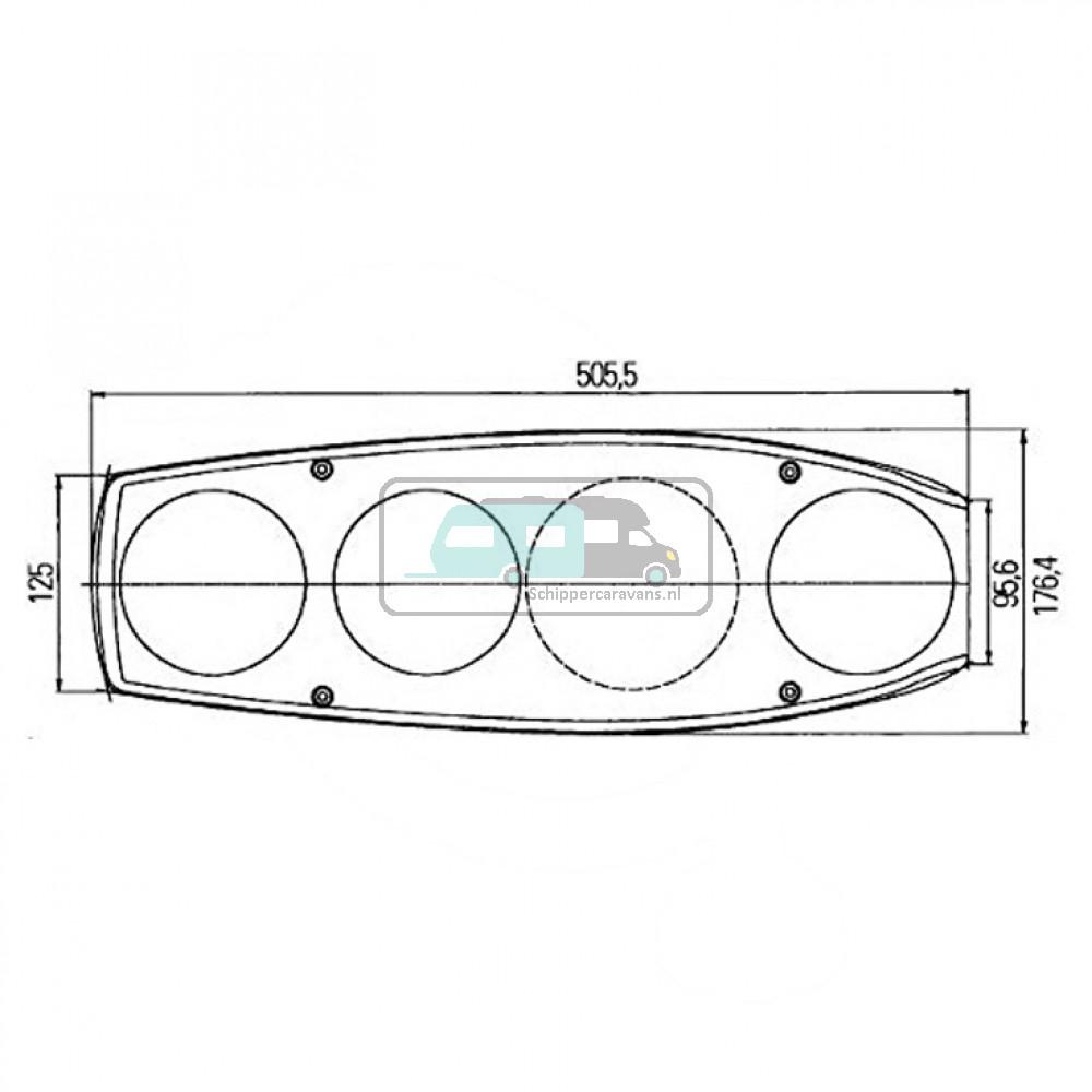 Hella Achterlicht Caraluna II Reflector/ Rem/ Knipper/ Achteruit/ Zijmarkering Camper Rechts