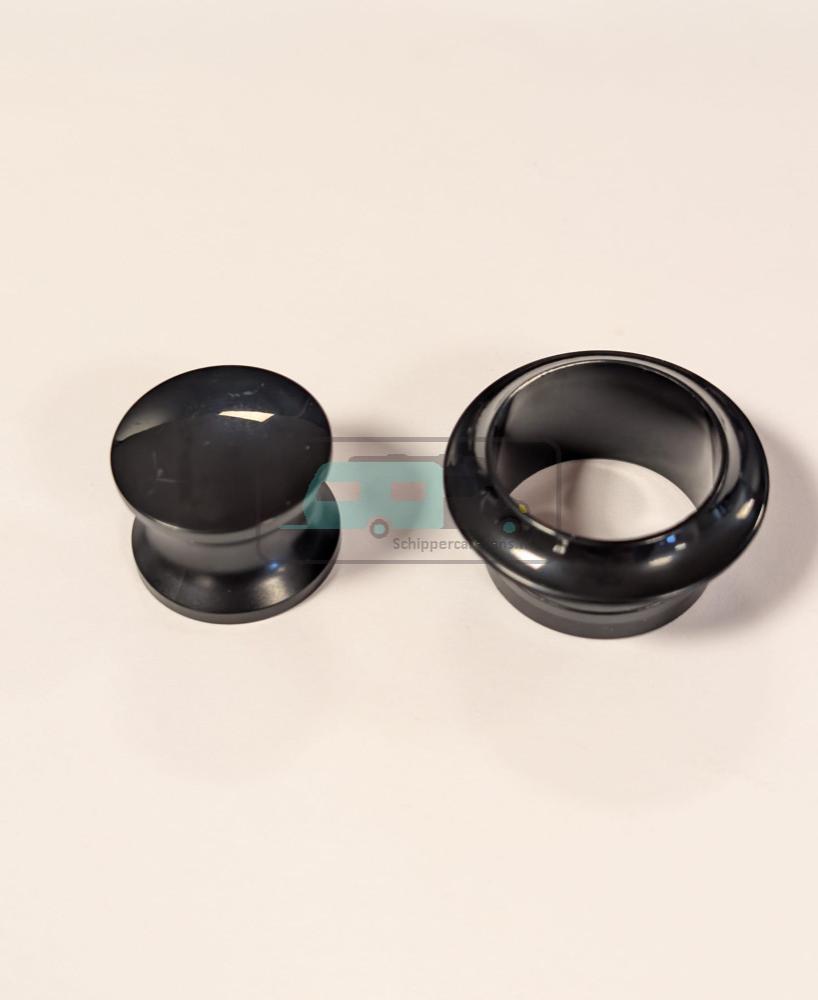 Knop+Ring Pushlock Zwart 2st.
