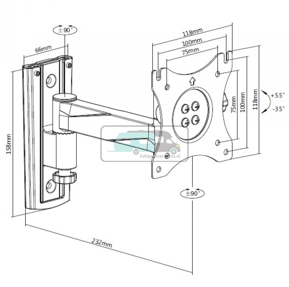 Vechline TV Steun Wandmontage 1-Arm