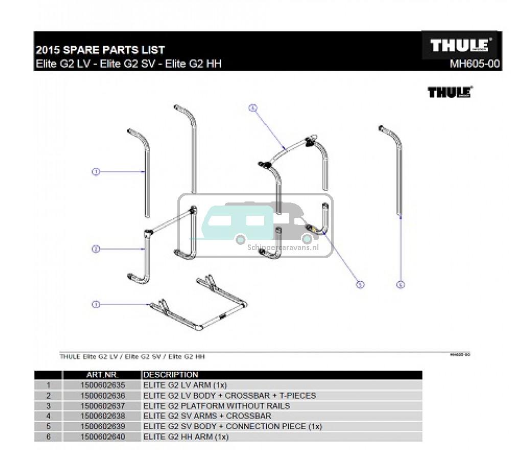 Thule elite G2 LV body/crossbar/t-pieces