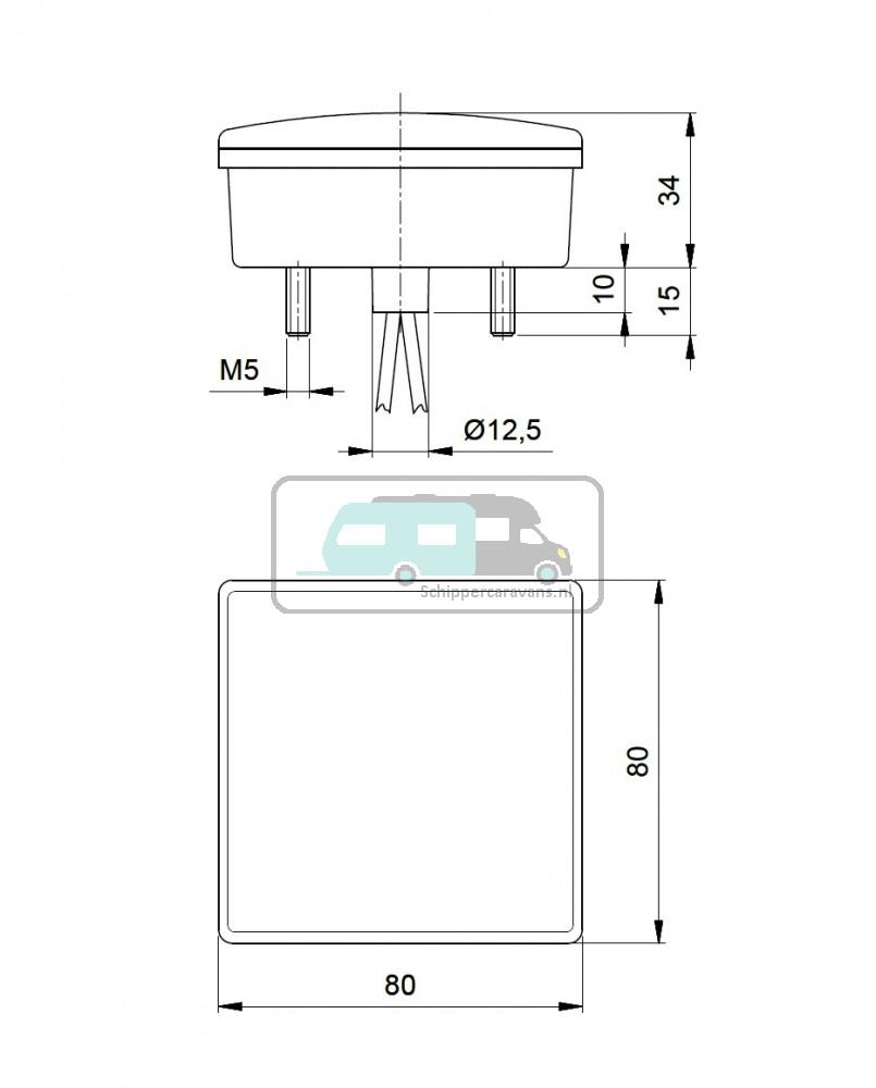 Jokon Knipperlicht/Achterlicht LED 280 Vierkant Wit
