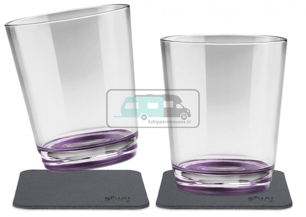 Silwy Tritan Glas 0.25L Paars 2st.