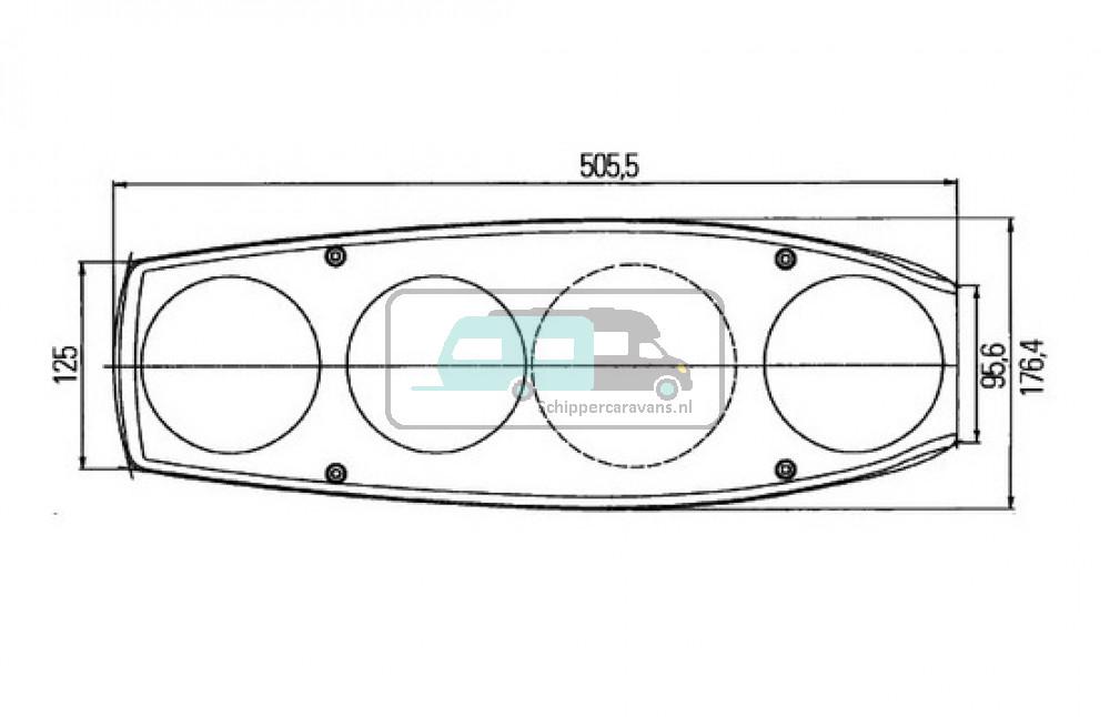 Hella Achterlicht Caraluna II Reflector/ Rem/ Knipper/ Mist Camper Links