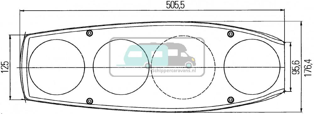 Hella Achterlicht Caraluna II Reflector/ Rem/ Knipper/ Mist Camper Rechts