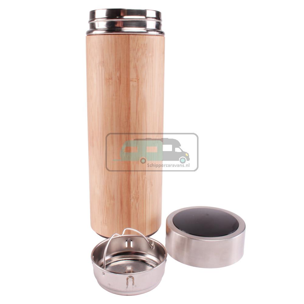 ViaMondo Thermosfles 0.33L Bamboe met Temperatuur Display