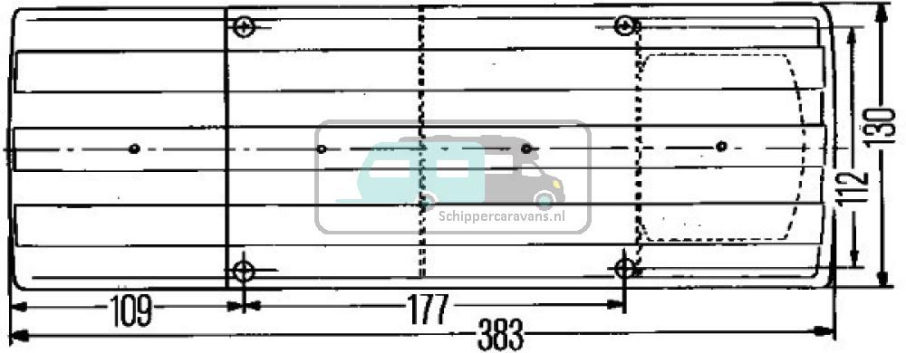 Hella Achterlicht Rem/ Knipper/ Mist/ Achteruitrij 4-Vaks Inbouw